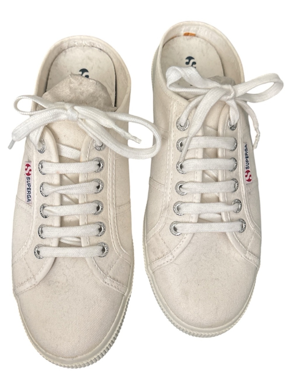 Superga Cream Canvas Low-Top Sneakers size 9